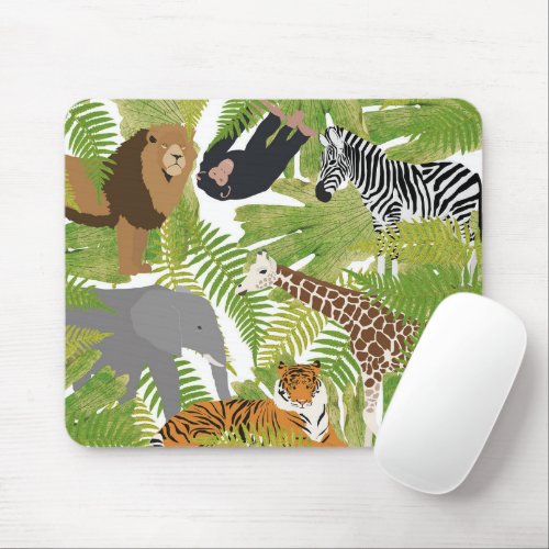 Cute Jungle Animals Safari Boy  Girl Mouse Pad
