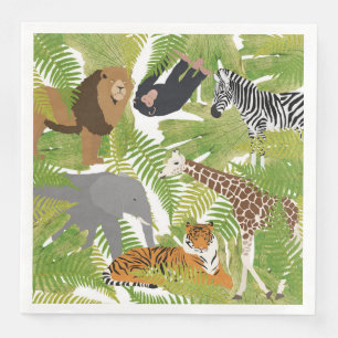Cute Jungle Animals Safari Boy Girl Paper Dinner Napkins