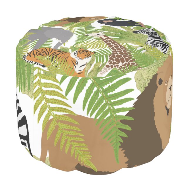 Cute Jungle Animals Safari Boy | Girl  Pouf (Angled Back)