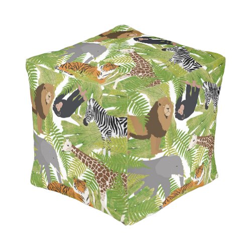 Cute Jungle Animals Safari Boy  Girl Pouf