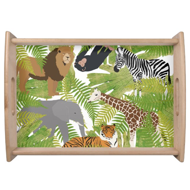 Cute Jungle Animals Safari Boy | Girl Serving Tray (Front)
