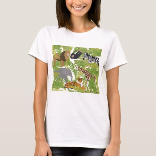 Cute Jungle Animals Safari Boy  Girl T_Shirt