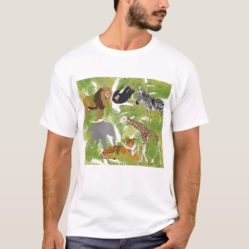 Cute Jungle Animals Safari Boy  Girl T_Shirt