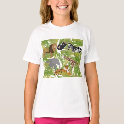 Cute Jungle Animals Safari Boy  Girl T_Shirt