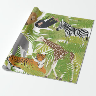 Cute Jungle Animals Safari Boy Girl Wrapping Paper