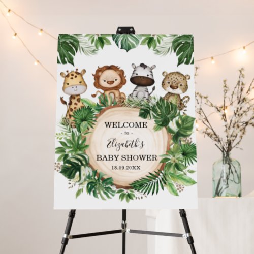 Cute Jungle Animals Safari Greenery Baby Welcome Foam Board