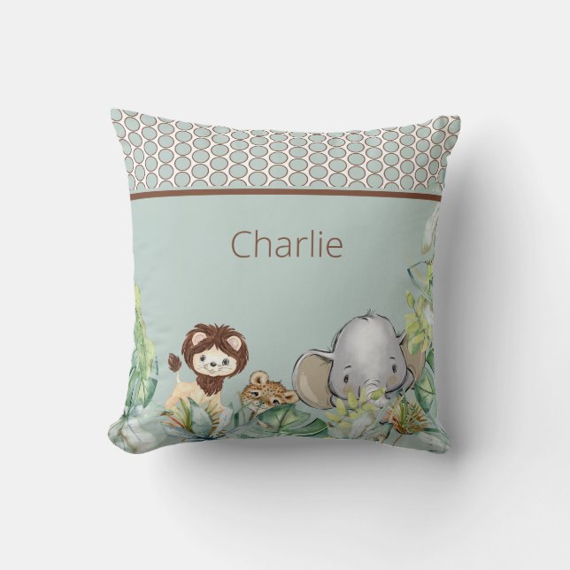 Cute Jungle Animals Tropical Custom II Throw Pillow (Front)