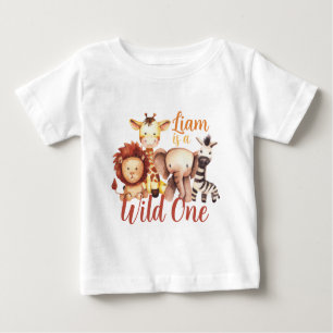 Cute Jungle Animals Wild One 1st Birthday Safari   Baby T-Shirt
