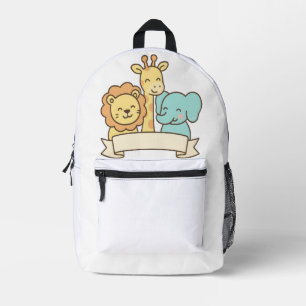 Cute Jungle Animals with Banner – Safari Nursery Printed Backpack