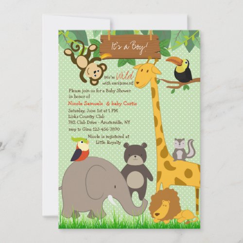 Cute Jungle Animanls Invitation