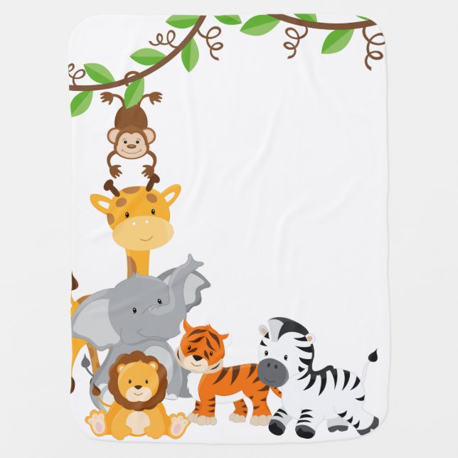 Cute Jungle Baby Animal Baby Blanket (Front)