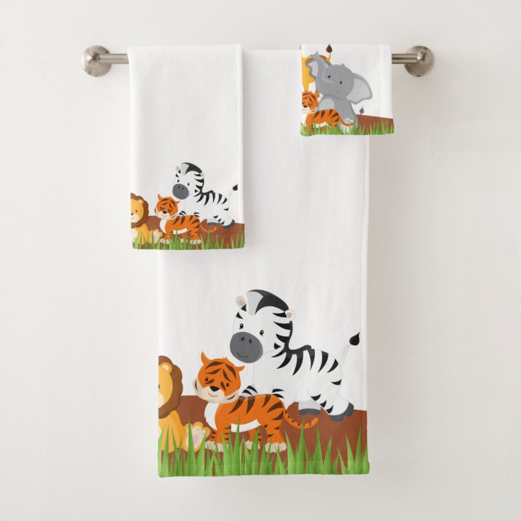 Cute Jungle Baby Animal Bath Towel Set Zazzle
