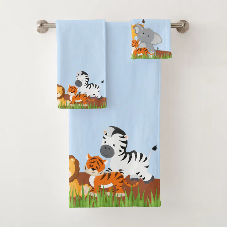 Cute Jungle Baby Animal Bath Towel Set | Zazzle