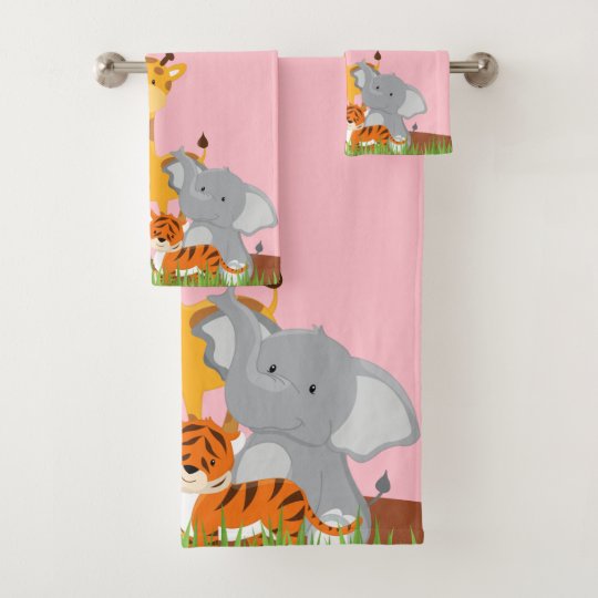 Cute Jungle Baby Animal Bath Towel Set