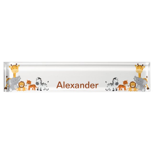 Cute Jungle Baby Animal Desk Nameplate (Front)