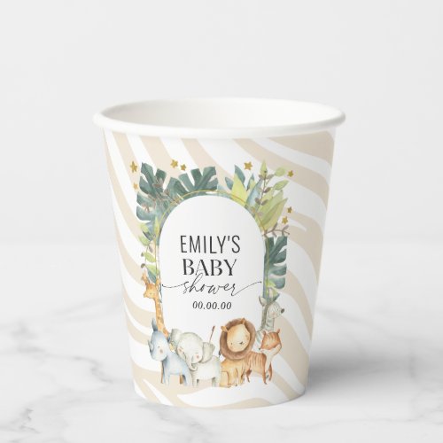 Cute jungle baby animal mint baby shower paper cup