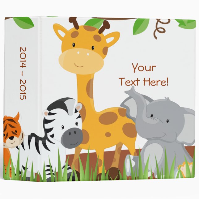 Cute Jungle Baby Animal Photo Album Binder (Front/Spine)