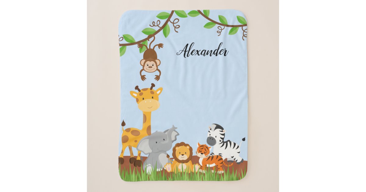 Cute Jungle Baby Animal Sherpa Blanket | Zazzle