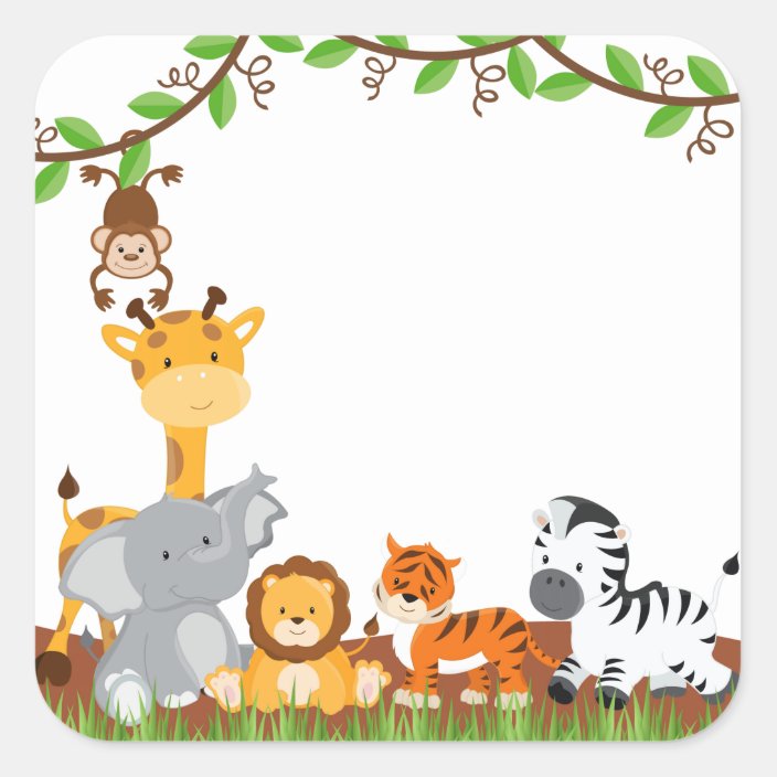 Cute Jungle Baby Animal Sticker | Zazzle.com