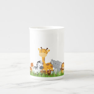 Cute Jungle Baby Animals Bone China Mug