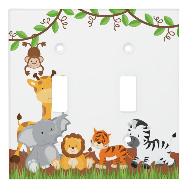 Cute Jungle Baby Animals Light Switch Cover (Front)