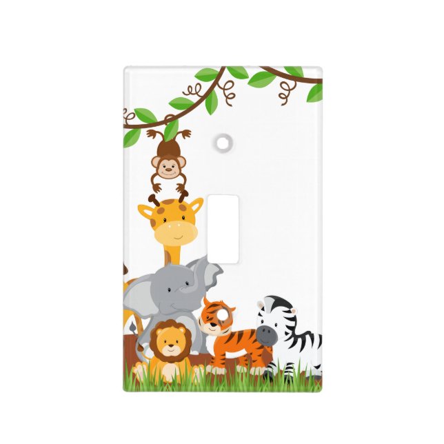 Cute Jungle Baby Animals Light Switch Cover (Front)