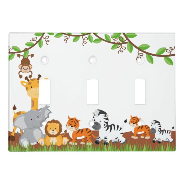 Cute Jungle Baby Animals Light Switch Cover (Front)