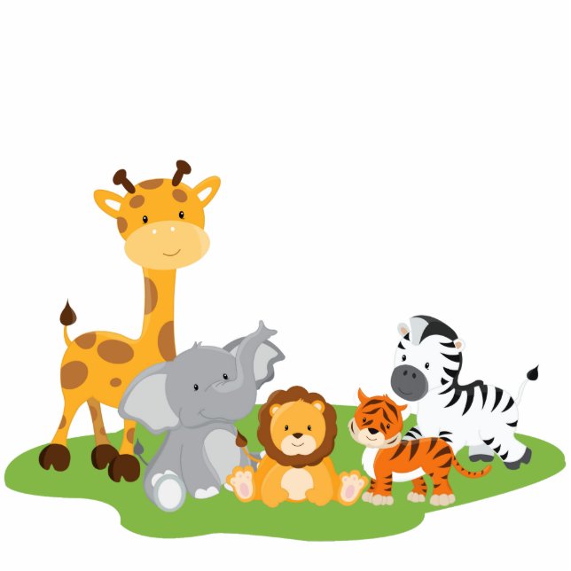 Cute Jungle Baby Animals Photo Sculpture (Front)