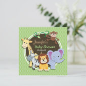 Cute Jungle Baby Shower; Bright Green Ovals Invitation (Standing Front)