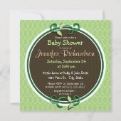 Cute Jungle Baby Shower; Bright Green Ovals Invitation (Back)
