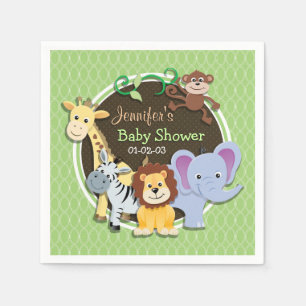 Cute Jungle Baby Shower; Bright Green Ovals Napkins