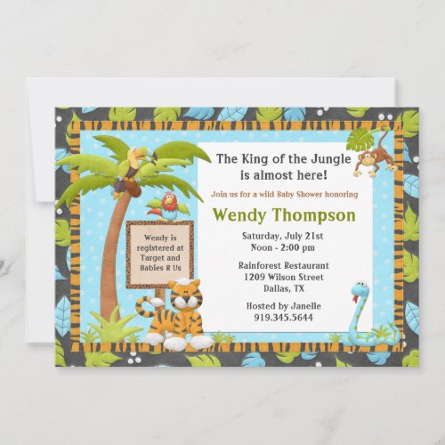 Cute Jungle Baby Shower Invitation