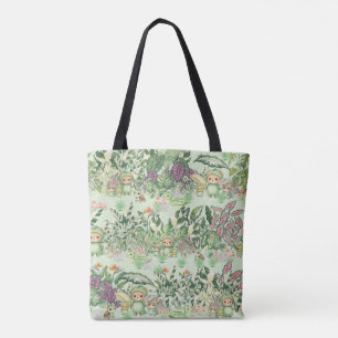 Cute Jungle Bear and Tropical Seamless Pattern Tote Bag