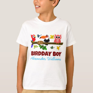 Cute Jungle Birds Illustration Bird Birthday T-Shirt