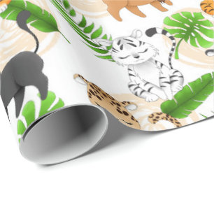 Cute Jungle cats Variety of wild animals wrap Wrapping Paper