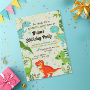 cute jungle dinosaur boy birthday  invitation