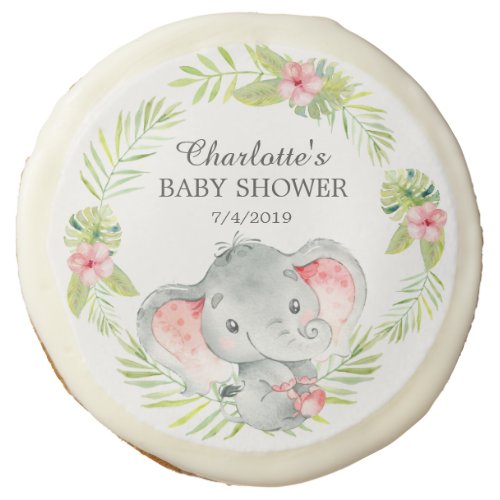 Cute Jungle Elephant  Baby Shower Favor Sugar Cookie