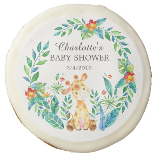 Cute Jungle Giraffe Baby Shower Favor Sugar Cookie