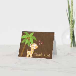 Cute Jungle Giraffe Baby Shower Thank You Card