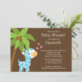 Cute Jungle Giraffe Boy Baby Shower Invitation (Standing Front)