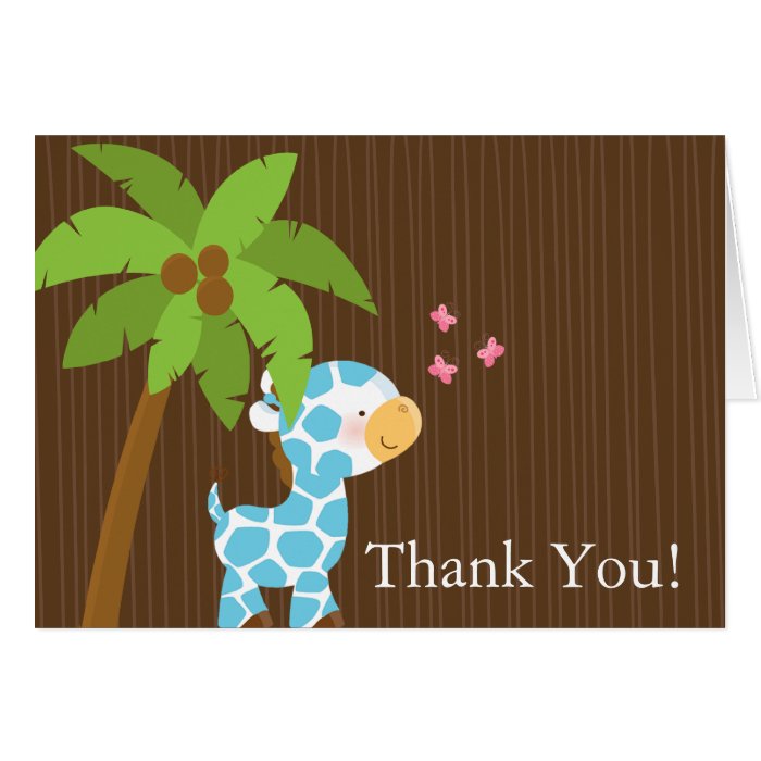 Cute Jungle Giraffe Boy Baby Shower Thank You Cards