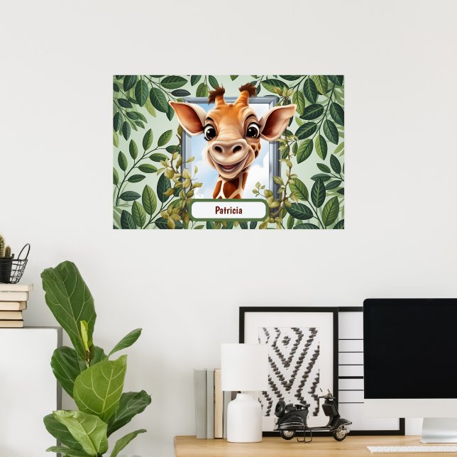 Cute Jungle Giraffe kids unisex  Poster (Home Office)