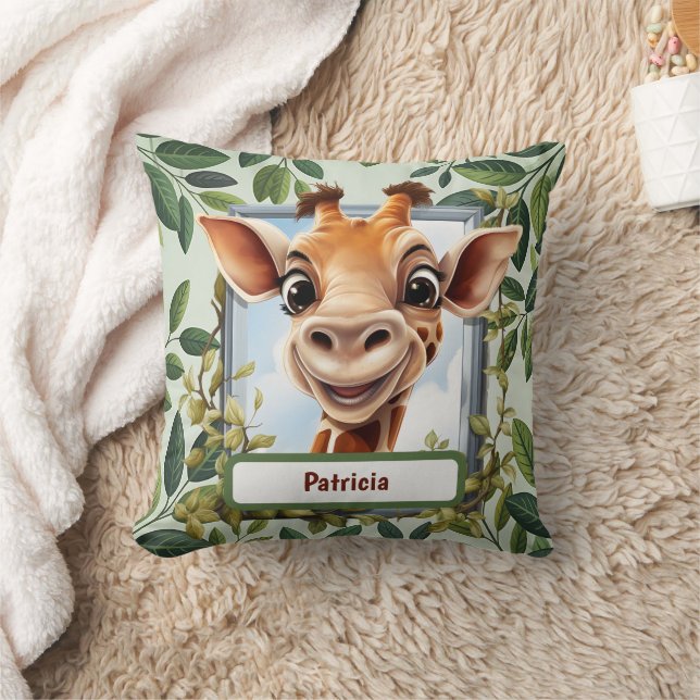 Cute Jungle Giraffe kids unisex  Throw Pillow (Blanket)