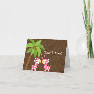 Cute Jungle Giraffe Multiple Baby Shower Thank You