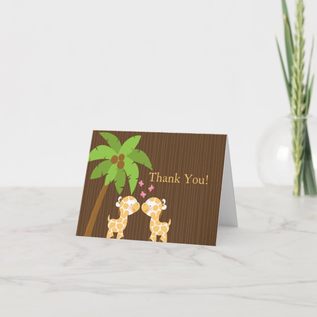 Cute Jungle Giraffe Multiple Baby Shower Thank You (Front)
