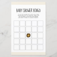 Cute jungle lion Baby shower Bingo game