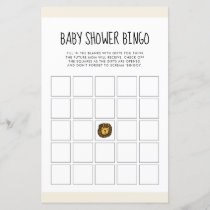 Cute jungle lion Baby shower Bingo game