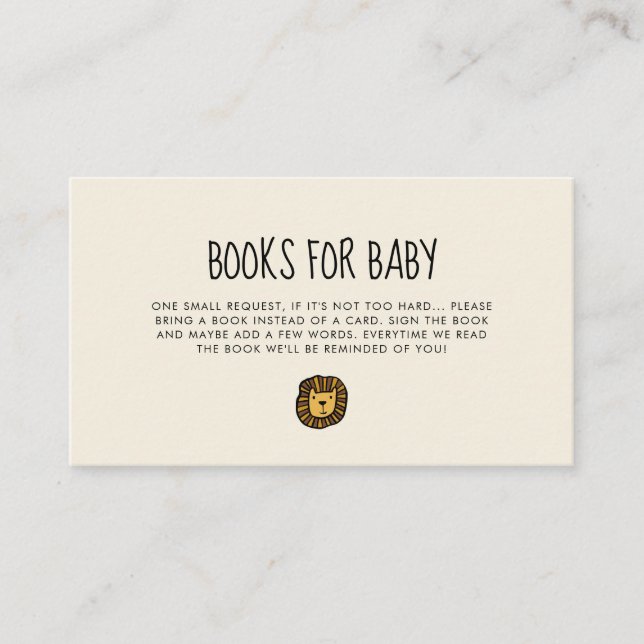 Cute jungle lion baby shower book request card (Front)