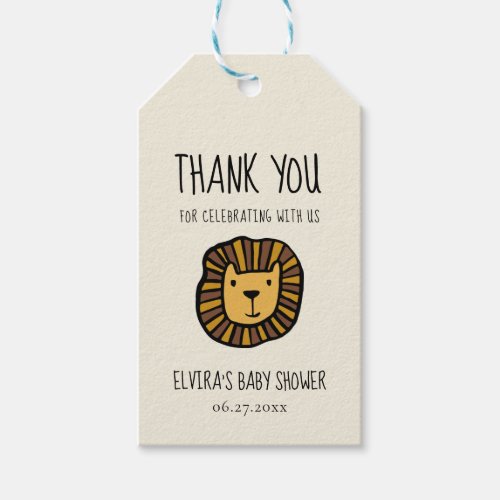 Cute jungle lion Baby shower Gift Tags