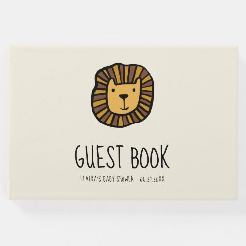 Cute jungle lion Baby shower Guest Book